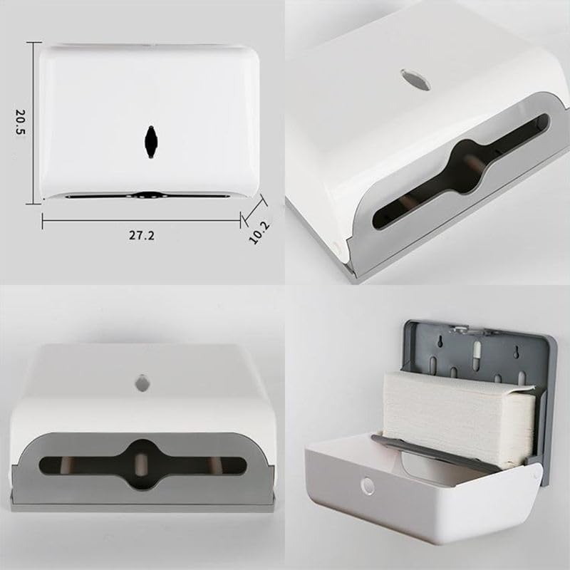 FC Wall Mount Paper Towel Dispenser Z Fold Simple ABS Paper Towel Holder for Lounges Toilets Kitchens Hospitals Paper Towel Dispenser (White) - Image 3