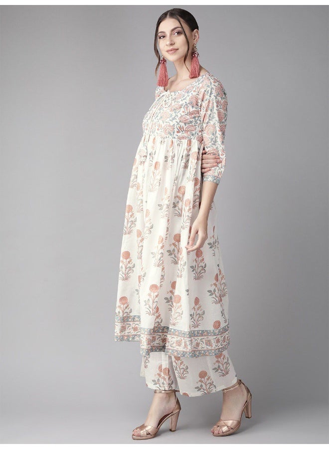 أيه كيه إس كرتا أبيض بطبعة زهور مع رباط - Image 3