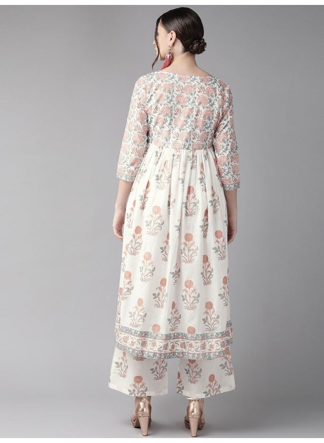 أيه كيه إس كرتا أبيض بطبعة زهور مع رباط - Image 5