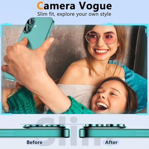 ZARALA Camera Lens Frame Glass Compatible with Iphone 16/16 Plus Tempered Glass Aluminum Alloy Frame Individual Camera Lens Protector Cover (Blue) - Image 5