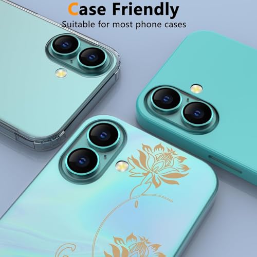 ZARALA Camera Lens Frame Glass Compatible with Iphone 16/16 Plus Tempered Glass Aluminum Alloy Frame Individual Camera Lens Protector Cover (Blue) - Image 3