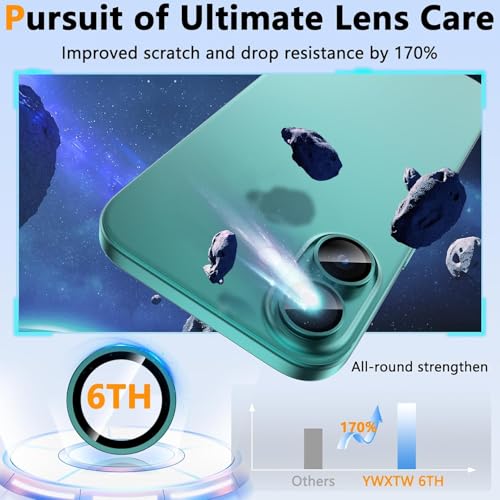 ZARALA Camera Lens Frame Glass Compatible with Iphone 16/16 Plus Tempered Glass Aluminum Alloy Frame Individual Camera Lens Protector Cover (Blue) - Image 4