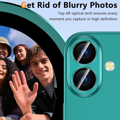 ZARALA Camera Lens Frame Glass Compatible with Iphone 16/16 Plus Tempered Glass Aluminum Alloy Frame Individual Camera Lens Protector Cover (Blue) - Image 2