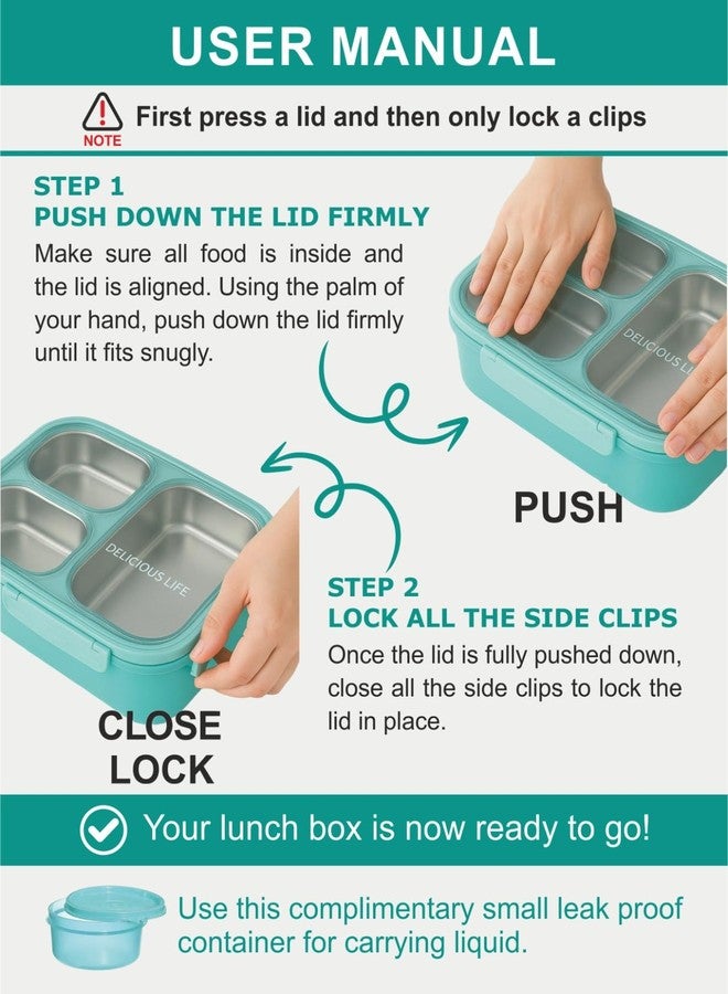 Darkpyro 3-Compartment Lavender Lunch Box with Transparent Lid Inner Steel Compartments| BPA-Free Lunch Box for Fresh Meals On-The-Go Ideal for School, Office, and Travel - Image 4