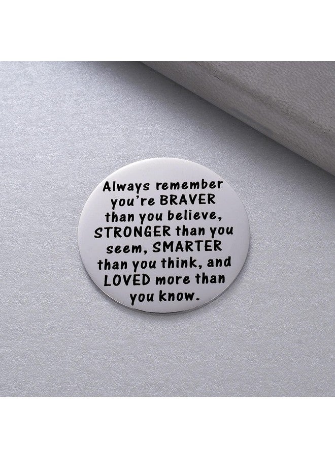 MIXJOY 2 Sided Pocket Hug Token You Are Braver Than You Believe Isolation Lockdown Social Distancing Love Gift Miss You Note 1.5" Silver - Image 5