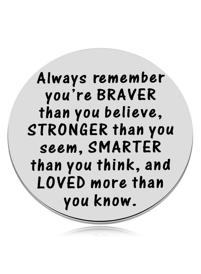 MIXJOY 2 Sided Pocket Hug Token You Are Braver Than You Believe Isolation Lockdown Social Distancing Love Gift Miss You Note 1.5" Silver - Image 3