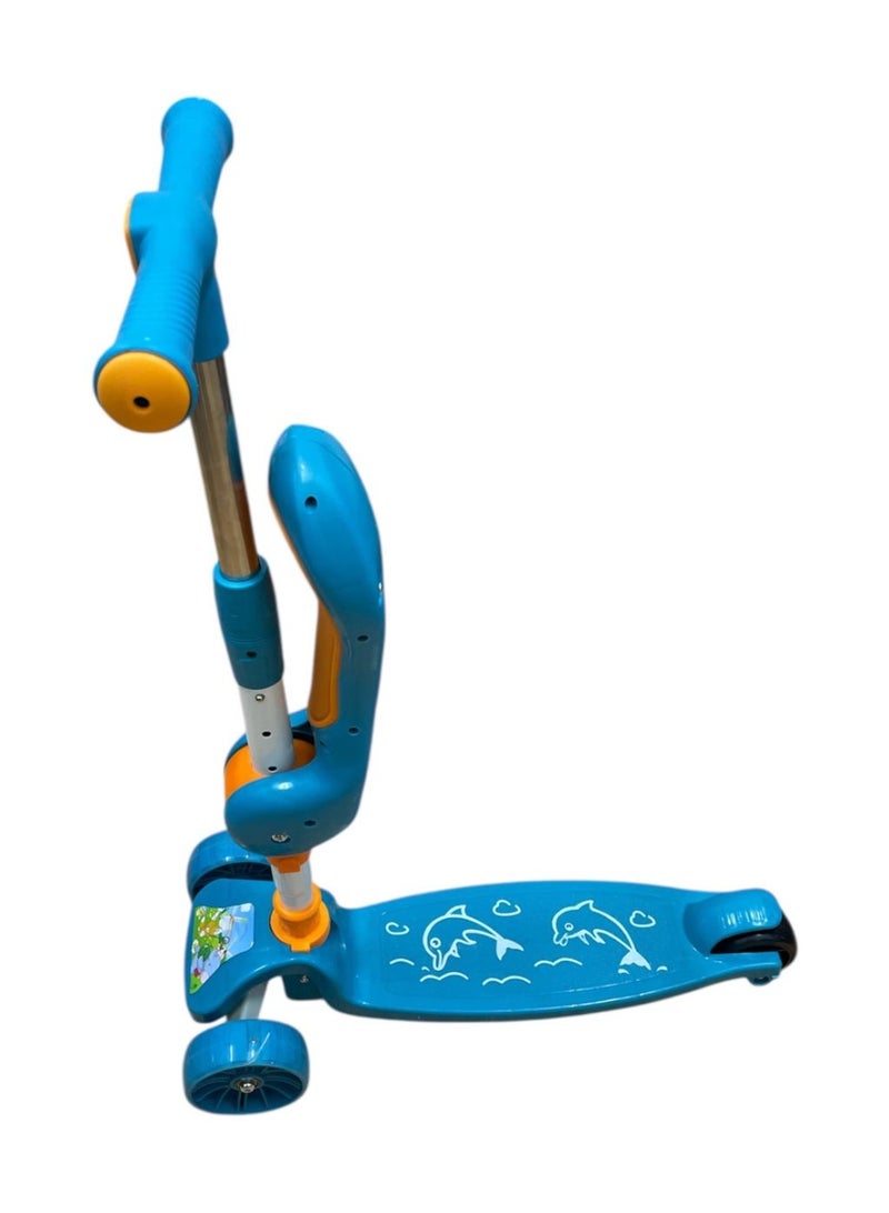 Foldable Kids Scooter with Light, 3 Wheels (Blue) - Image 4