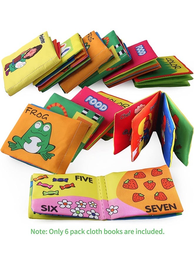 JCB CHIC 6 Pack Soft Baby Cloth Books Crinkle Books Friction with Rustling Sound Infants & Toddler Early Learning Educational Toy Gift for Children Boys Girls - Image 3