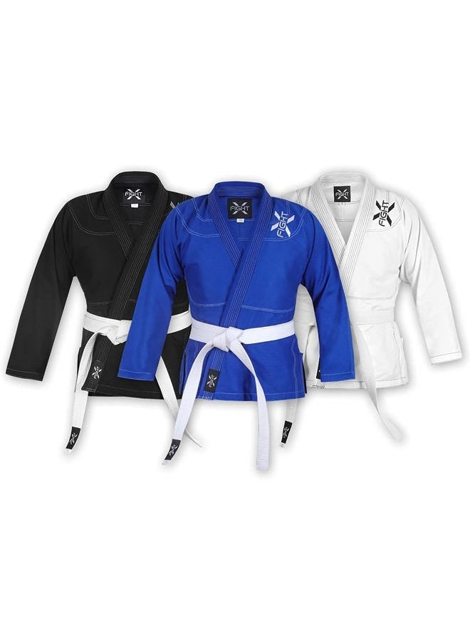 FightX بدلة BJJ للرجال والنساء - بدلة جيو جيتسو البرازيلية خفيفة الوزن مع حزام مجاني، أبيض، A4 - Image 3