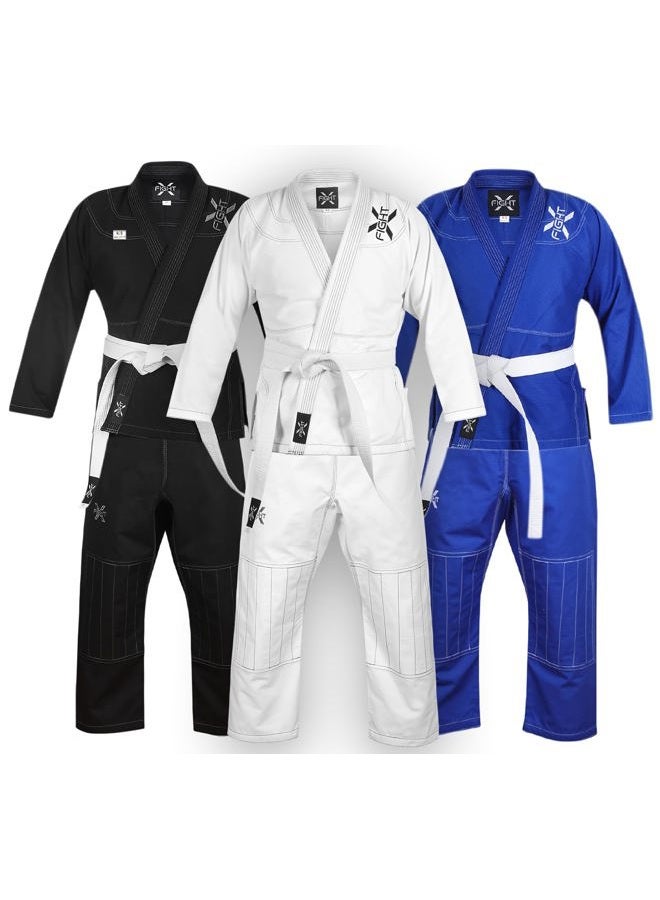 FightX بدلة BJJ للرجال والنساء - بدلة جيو جيتسو البرازيلية خفيفة الوزن مع حزام مجاني، أبيض، A4 - Image 1