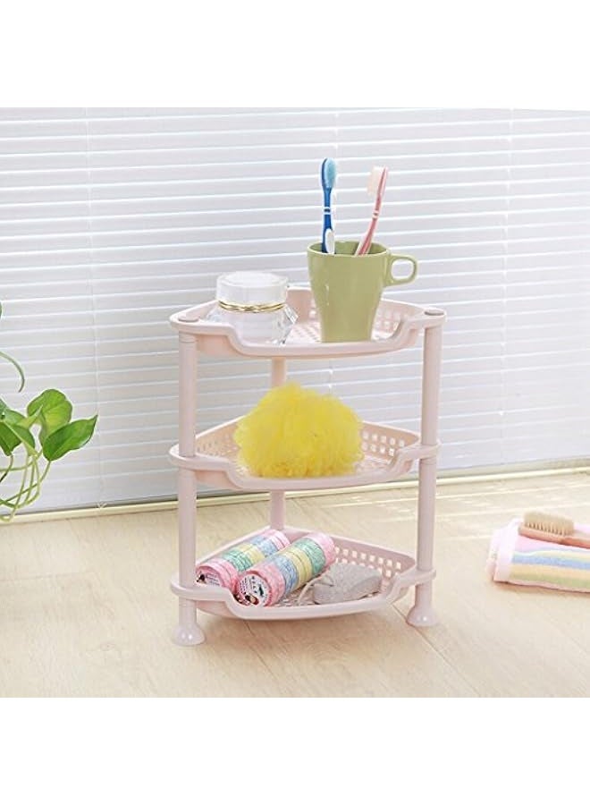 Nordic High-End Fashion Simple Bathroom Rack Plastic Storage Shelf Cosmetics Storage Rack Triangle Rack Floor Type Wheel Shower Shelf Pink Shower Shelf Bathroom Rack