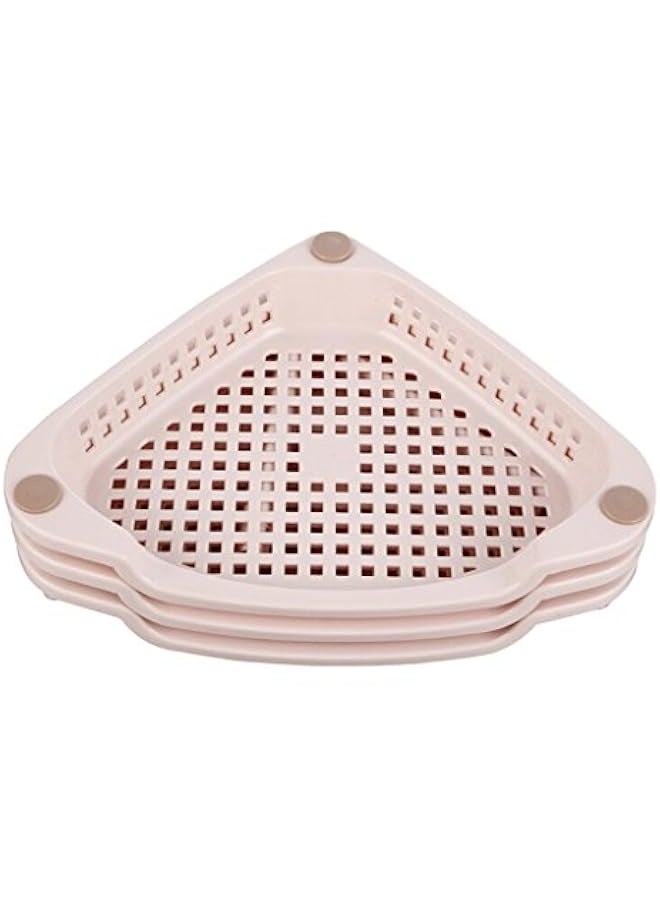 Nordic High-End Fashion Simple Bathroom Rack Plastic Storage Shelf Cosmetics Storage Rack Triangle Rack Floor Type Wheel Shower Shelf Pink Shower Shelf Bathroom Rack