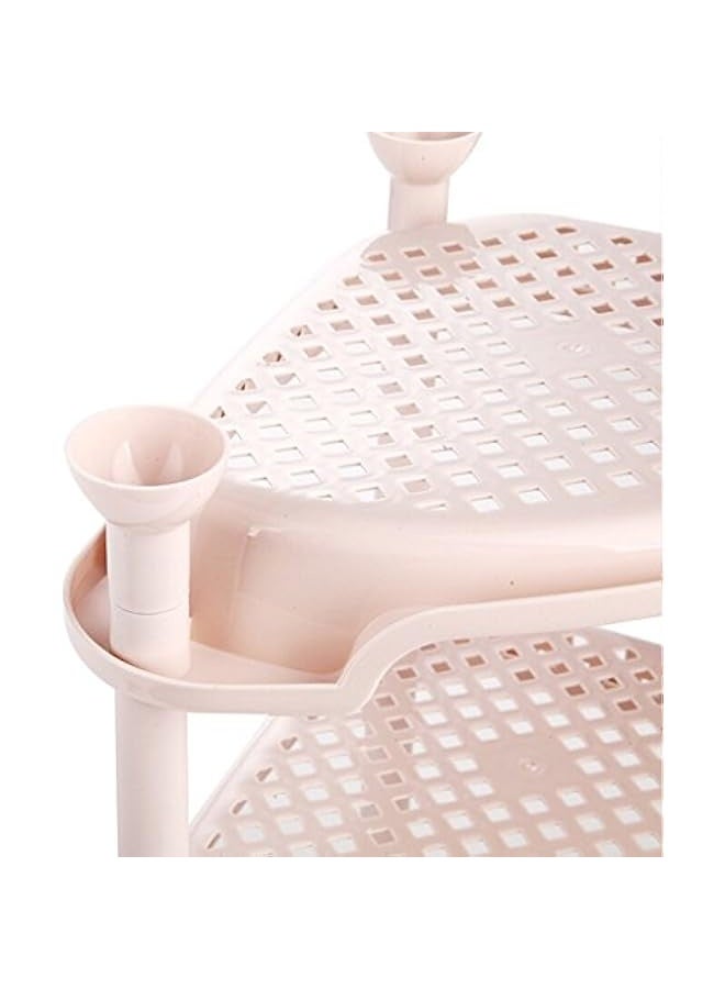 Nordic High-End Fashion Simple Bathroom Rack Plastic Storage Shelf Cosmetics Storage Rack Triangle Rack Floor Type Wheel Shower Shelf Pink Shower Shelf Bathroom Rack