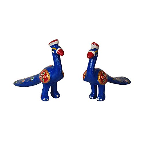 DreamKraft Handcrafted Paper Mache Peacock Showpiece for Enhance Home Decor, Table Decor (Blue, Set of 2) - Image 5
