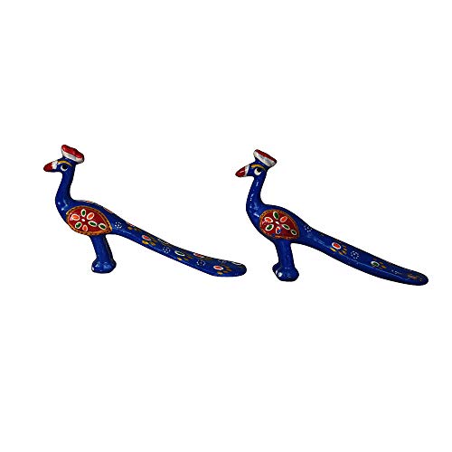 DreamKraft Handcrafted Paper Mache Peacock Showpiece for Enhance Home Decor, Table Decor (Blue, Set of 2) - Image 3