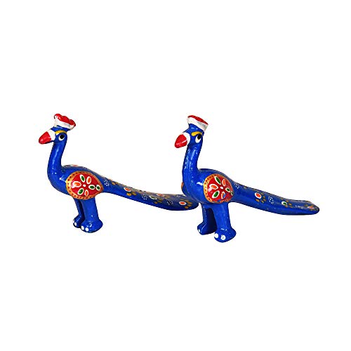 DreamKraft Handcrafted Paper Mache Peacock Showpiece for Enhance Home Decor, Table Decor (Blue, Set of 2) - Image 4