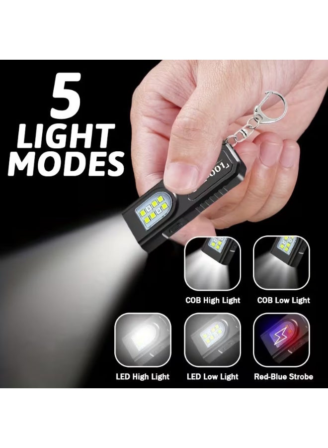 مصباح يدوي محمول يعمل بتقنية الشحن عبر منفذ USB، يُشحن بدون استخدام اليدين | مصباح صغير يُعلق على سلسلة المفاتيح، مزود بمغناطيس في قاعدته، ومشبك قلم، وخمسة أوضاع إضاءة، ومصباح طوارئ متعدد الوظائف، ومصباح خيمة معلق، مناسب للسفر والتخييم والصيد GZ-001 - Image 3