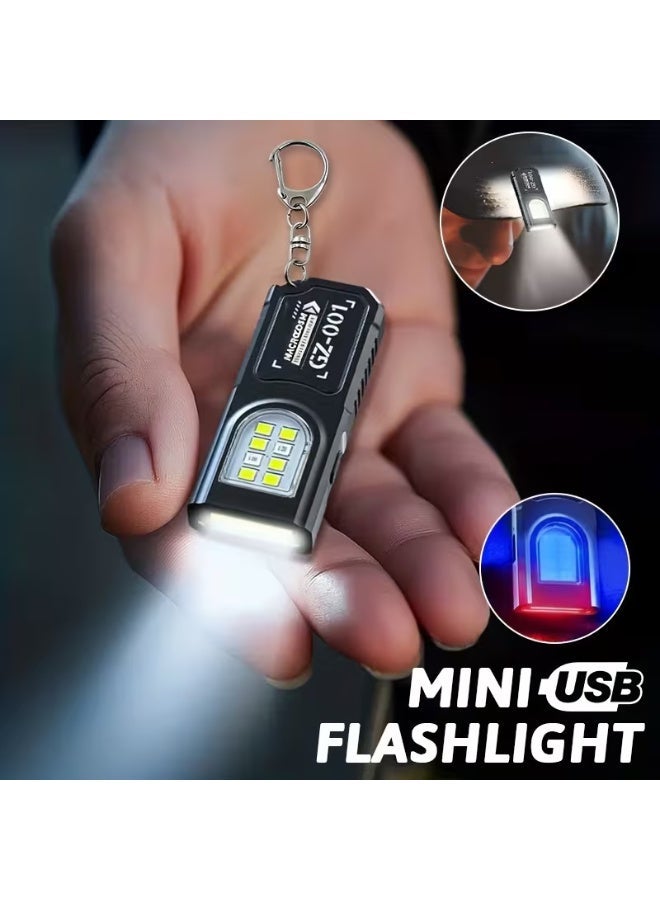 مصباح يدوي محمول يعمل بتقنية الشحن عبر منفذ USB، يُشحن بدون استخدام اليدين | مصباح صغير يُعلق على سلسلة المفاتيح، مزود بمغناطيس في قاعدته، ومشبك قلم، وخمسة أوضاع إضاءة، ومصباح طوارئ متعدد الوظائف، ومصباح خيمة معلق، مناسب للسفر والتخييم والصيد GZ-001 - Image 2