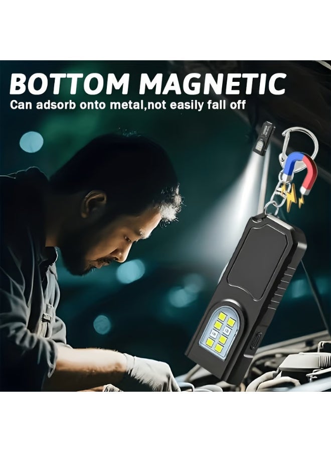 Arabash Portable USB Charging Handsfree Flashlight | Mini Keychain Lamp with Bottom Magnetic, Pen Clip Design Headlight, 5 Light Modes, Multi Functional Emergency Lantern, Hanging Tent Light, for Travel, Camping, Fishing GZ-001 - Image 4