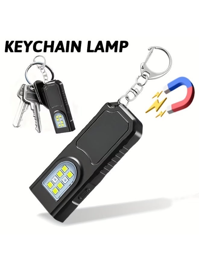 Arabash Portable USB Charging Handsfree Flashlight | Mini Keychain Lamp with Bottom Magnetic, Pen Clip Design Headlight, 5 Light Modes, Multi Functional Emergency Lantern, Hanging Tent Light, for Travel, Camping, Fishing GZ-001 - Image 1