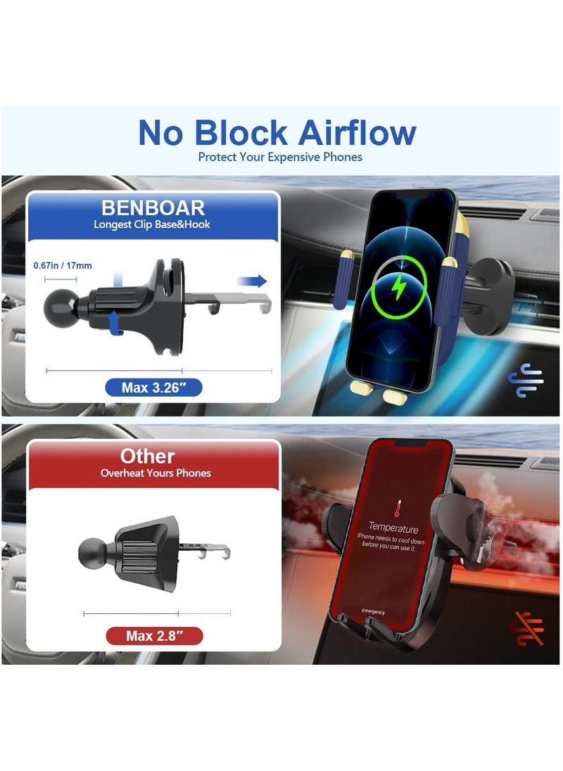 Y&D Car Wireless Charger Phone Holder, 15W Kharly Holder for Air Vent Infrared Sensor Auto-Clamping Mount iPhone 13 Pro 12 Max 11 XS Samsung S21or S22Ultra Google Paxel 6, Blue  - Image 5
