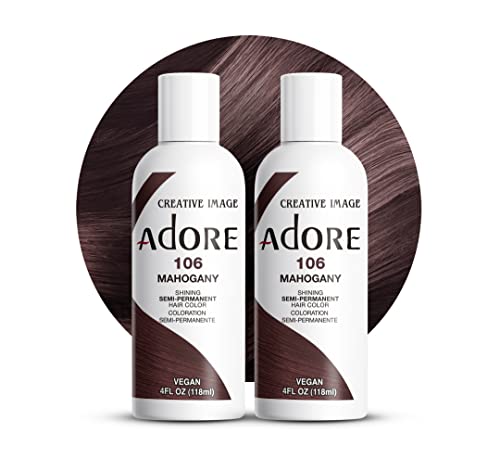 Adore Semi Permanent Hair Color Vegan and CrueltyFree Brown Hair Dye 4 Fl Oz 106 Mahogany Pack of 2