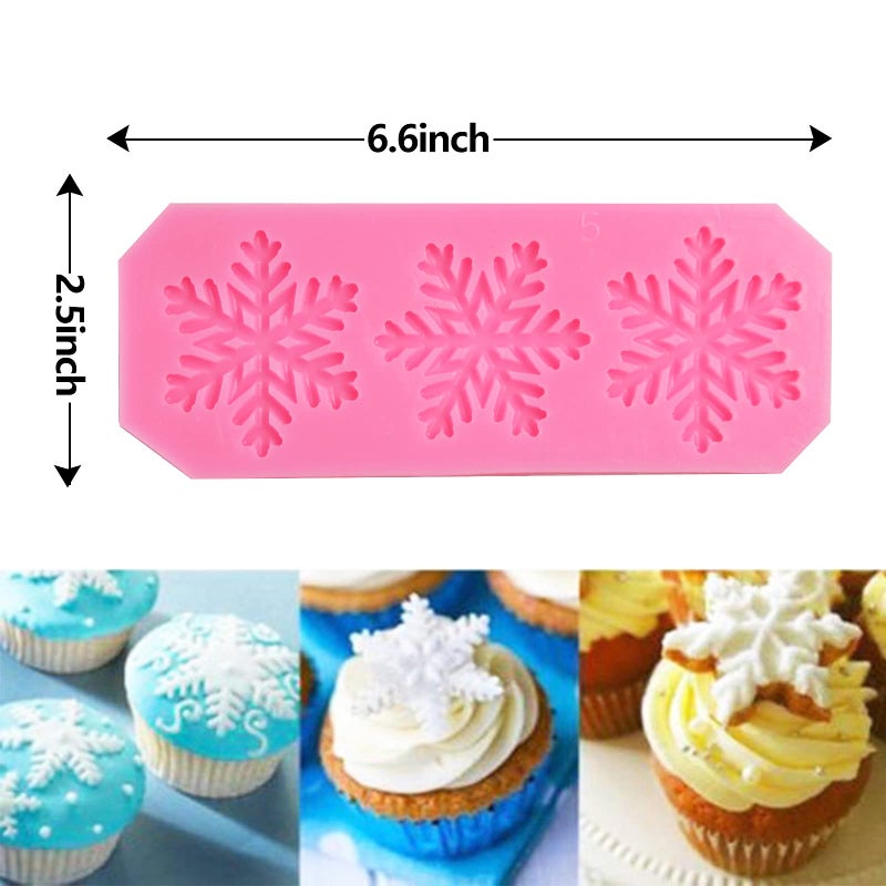 Rainmae Rainmae 6 Pcs Christmas Snowflake Cake Silicone Fondant Molds  3D Snowflake Winter Frozen Party Cupcake Topper Decorating Tools  Silicone Chocolate Candy Gum Paste Polymer Clay Epoxy Resin Mould  - Image 2