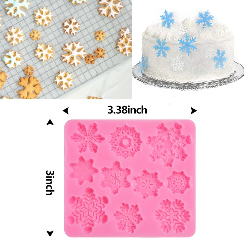 Rainmae Rainmae 6 Pcs Christmas Snowflake Cake Silicone Fondant Molds  3D Snowflake Winter Frozen Party Cupcake Topper Decorating Tools  Silicone Chocolate Candy Gum Paste Polymer Clay Epoxy Resin Mould  - Image 3