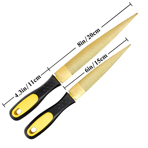 NKTM Wood File, Needle File Set Wood Files for Wood Working Wood Rasp Files Tools Golden Tapered Wood Rasp Bastard File with Rubber Handle in Gift Bag for Carving 2 Pack (6 * 8 inch) - Image 5