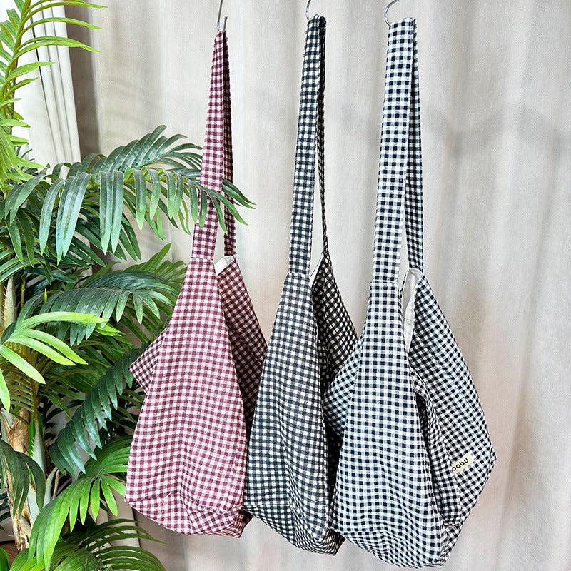Mummy Bag Tote Bag Plaid Large Capacity Shoulder Handbag Shopping Bag All-Match Casual School Bag - Image 3