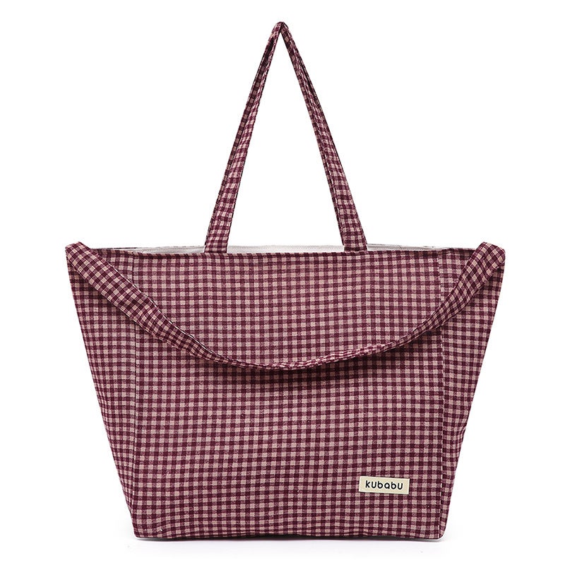 Mummy Bag Tote Bag Plaid Large Capacity Shoulder Handbag Shopping Bag All-Match Casual School Bag - Image 1