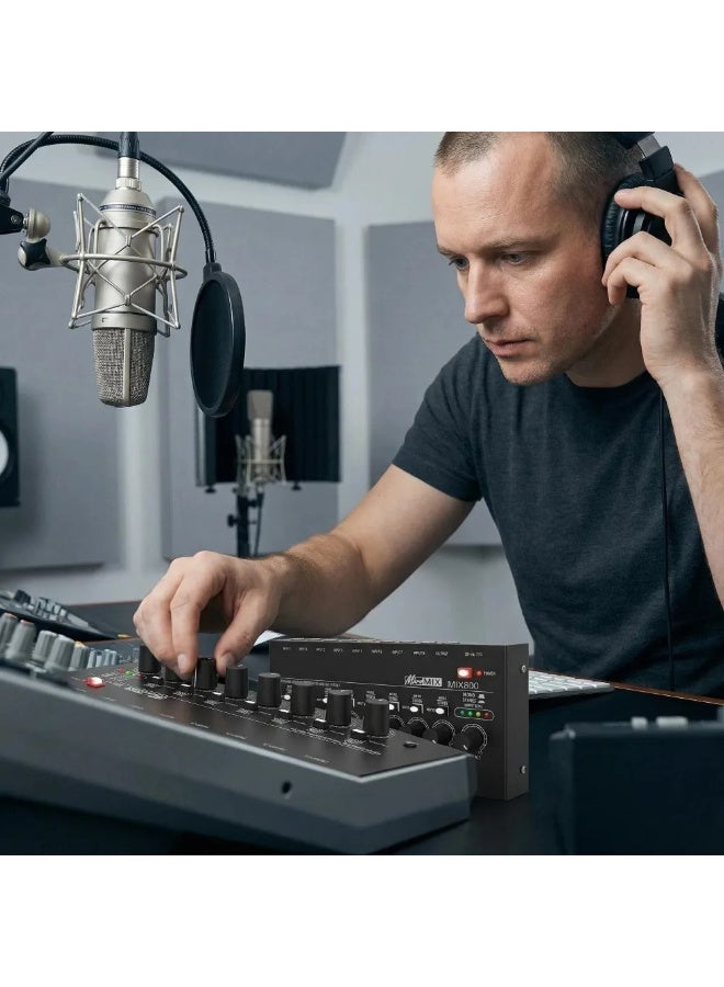 Micro MIX800: جهاز مزج صوت صغير احترافي ذو 8 قنوات، وموزع صوت ستيريو فائق الهدوء مخصص للتسجيل في الاستوديو - Image 4