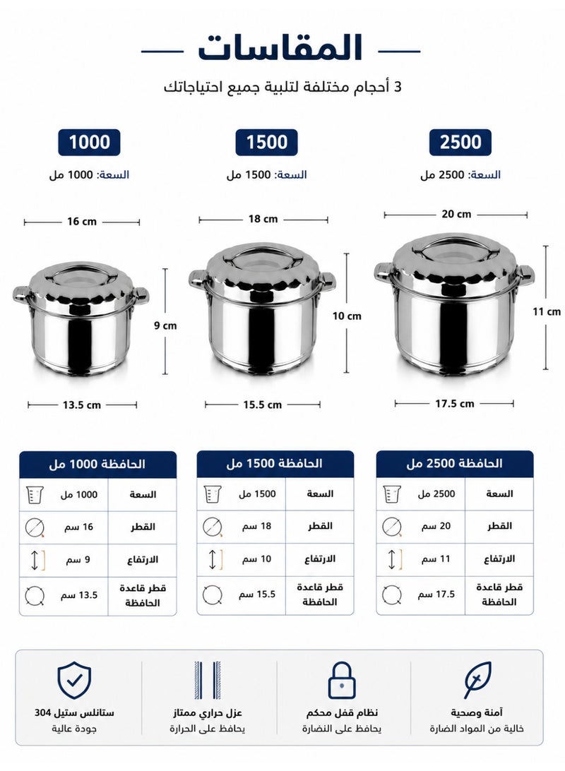 ماكس فريش حافظات طعام استيل ماكس فريش 3 طقم  19-24056 - Image 3