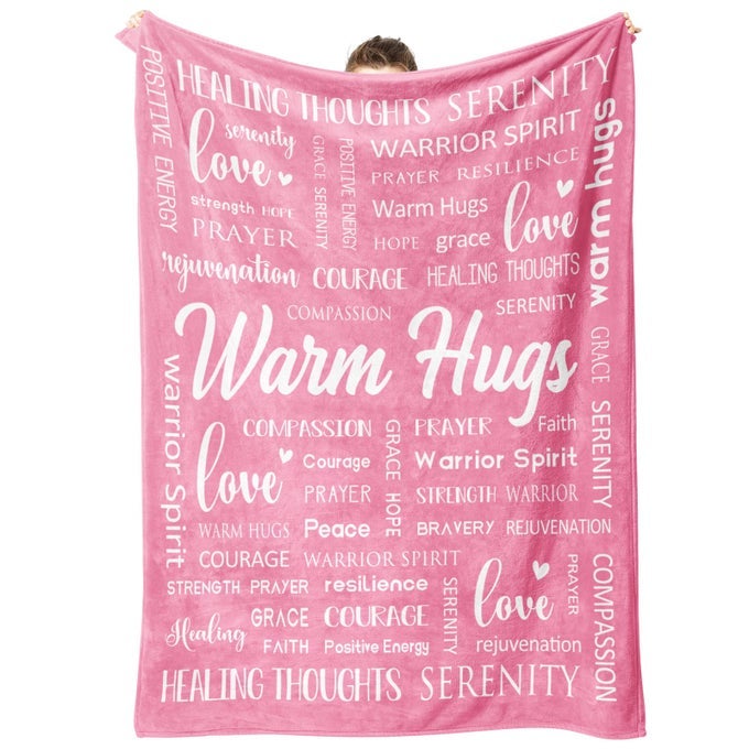 WARM HUGS HEALING BLANKET BREAST CANCER GIFTS FOR WOMEN GET WELL SOON CANCER CARE FEEL BETTER THINK OF YOU SYMPATHY GIFT FOR FRIEND SISTER SOFT COMFORT THROW BLANKETS 50 X 60