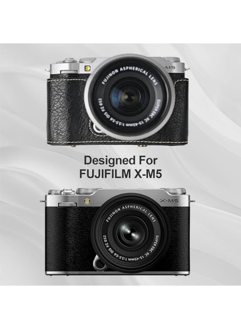 قطعة واحدة حقيبة واقية للكاميرا من فوجي فيلم XM5 كاميرا ميرورلس، هيكل خارجي متين مع غطاء أمامي، حزام كتف، حماية كاملة، أزرار تثبيت، مقاوم للصدمات، باللون الأسود - Image 4