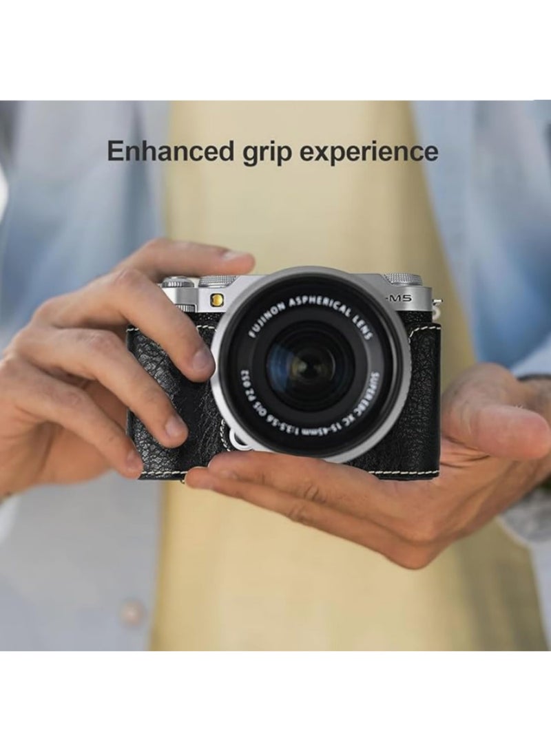 قطعة واحدة حقيبة واقية للكاميرا من فوجي فيلم XM5 كاميرا ميرورلس، هيكل خارجي متين مع غطاء أمامي، حزام كتف، حماية كاملة، أزرار تثبيت، مقاوم للصدمات، باللون الأسود - Image 5