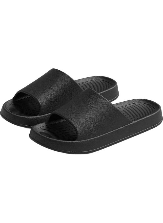 Lurad Slippers For Men, Shower Sandals, Soft-Soled, For Home Use, Eva Material, Couples, Indoor Bathroom Slippers For Women, Black, Size 43-44 - Image 1
