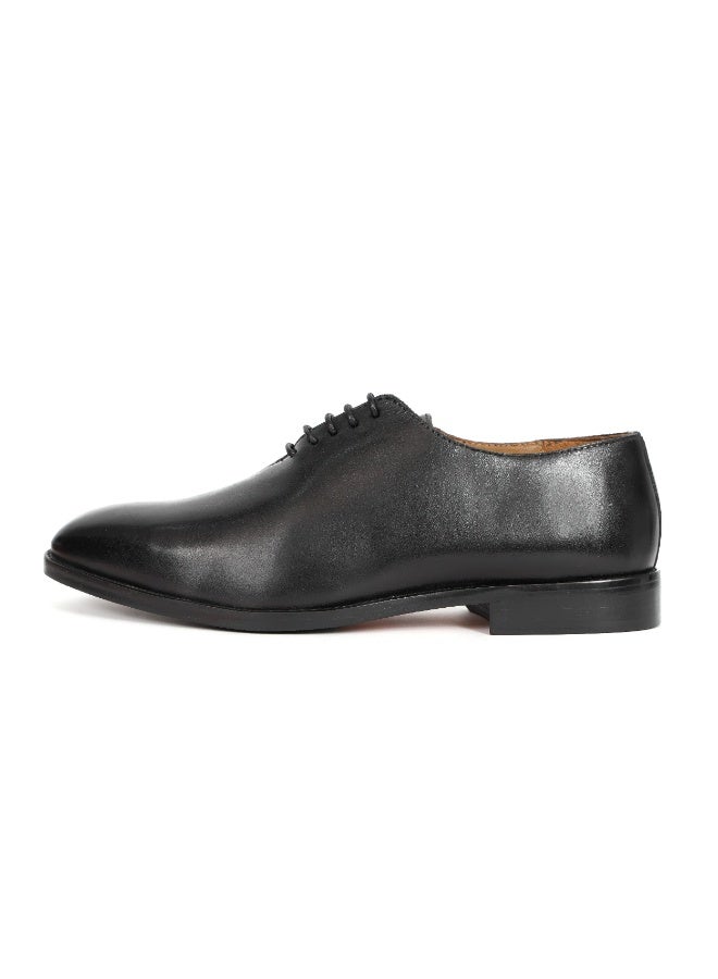 MONT HAWK Men’s Genuine Leather Whole Cut Oxford Shoes – Premium Full Grain Leather Lace-Up Formal Dress Shoes for Office, Business, Wedding & Executive Wear – Black - Image 1