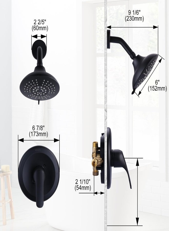 ALEASHA Shower Head Set with Valve, Black Shower Faucet Fixtures Set with Shower Rain Head Trim Kit for Bathroom - Image 5