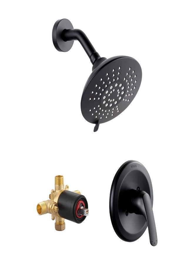 ALEASHA Shower Head Set with Valve, Black Shower Faucet Fixtures Set with Shower Rain Head Trim Kit for Bathroom - Image 1