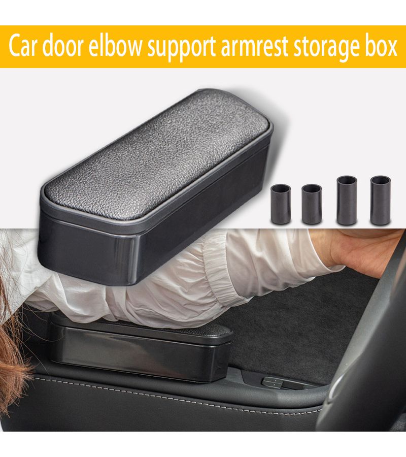 Black Adjustable Car Armrest Box Seat Elbow Rest Storage Support - Image 1