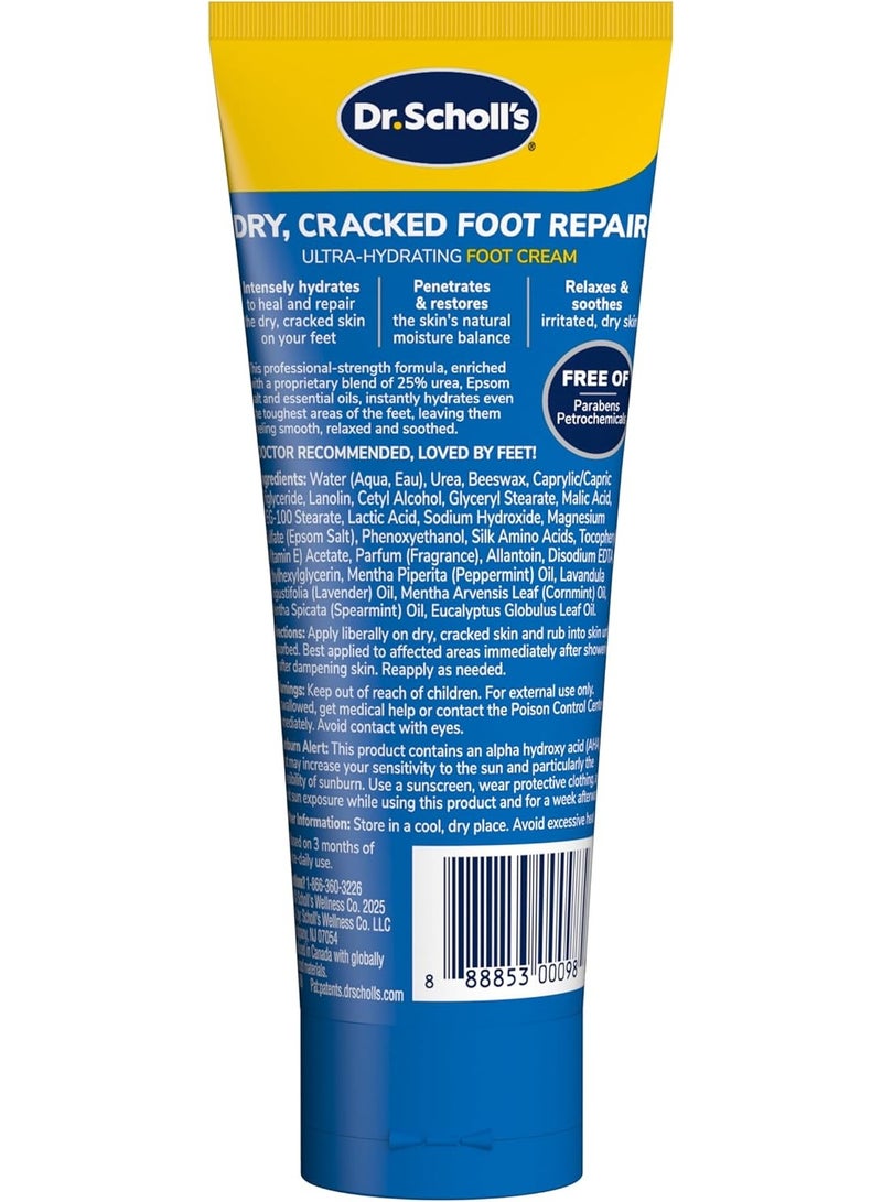 Dr. Scholl's Dr Scholl's Dry, Cracked Foot Repair Ultra-Hydrating Foot Cream Moisturizer, 3.5 oz, Skin Care Foot Lotion with 25% Urea for Dry Cracked Feet, Heals and Moisturizes for Healthy Feet - Image 2