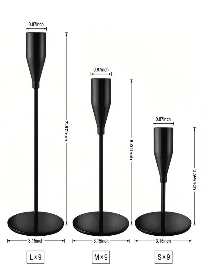 ECHFSM Black Taper Candle Holders for Wedding Table Centerpiece,Tall Taper Candlestick Holders Bulk Set of 27,Metal Candle Stick Holder Decor for Table or Mantel Centerpiece, Dinning, Party Home Decor - Image 2