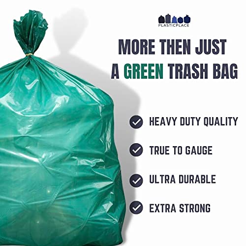 Plasticplace 64-65 Gallon Trash Can Liners for Toter │ 1.5 Mil │ Green Heavy Duty Garbage Bags │ 50” x 60” (50 Count) (W65LDGTL) - Image 3