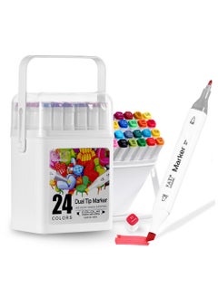 FATI ACCESSORIES FATI Double Tipped Based Marker Pens Permanent Art Highlighter Pen Sketch Markers for Drawing Sketching Coloring Animation Illustration Painting Card Making Underlining (24)  - Image 1