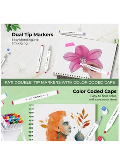 FATI ACCESSORIES FATI Double Tipped Based Marker Pens Permanent Art Highlighter Pen Sketch Markers for Drawing Sketching Coloring Animation Illustration Painting Card Making Underlining (24)  - Image 2