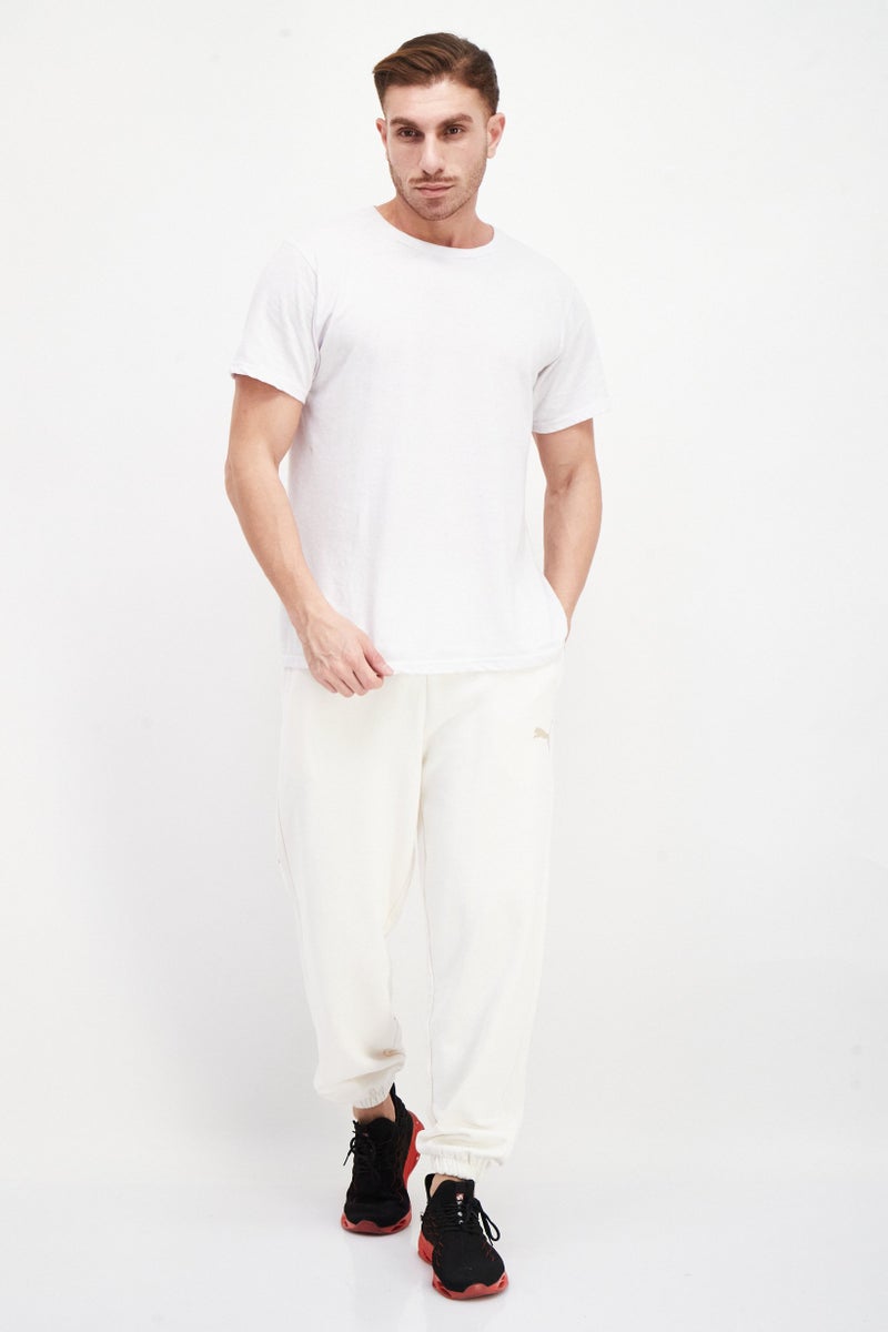 PUMA Men Sportswear Fit Brand Logo Training Sweatpants, Cream - Image 3
