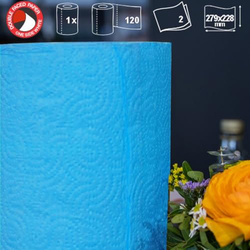 Renova Blue Paper Towel Pack 1 Roll 120 Sheets 2 Ply FSC Certified Sustainable Absorbent - Image 5