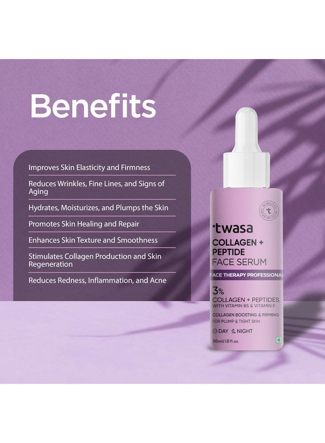 Twasa Collagen & Peptide Face Serum For Collagen Boost, Reduce Fine Lines & Wrinkles, Plump, Tight & Firming Skin | Hydrating & Overnight Repair Serum for Men & Women | 30 ml - Image 4