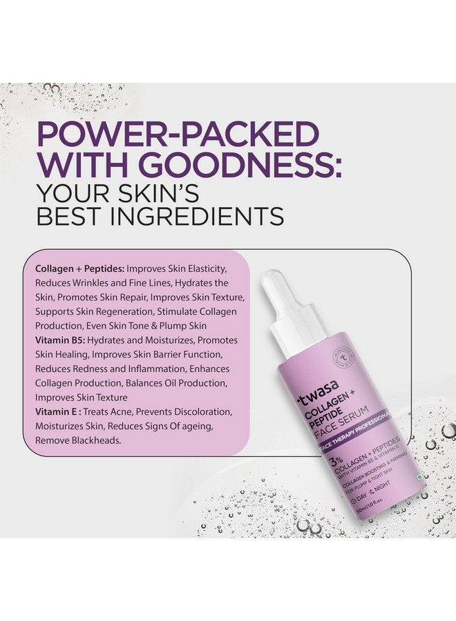 Twasa Collagen & Peptide Face Serum For Collagen Boost, Reduce Fine Lines & Wrinkles, Plump, Tight & Firming Skin | Hydrating & Overnight Repair Serum for Men & Women | 30 ml - Image 3